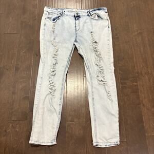 Sugar Magnolia Jeans Womens 22W Light Wash Distressed Ripped Stretch Denim Pants